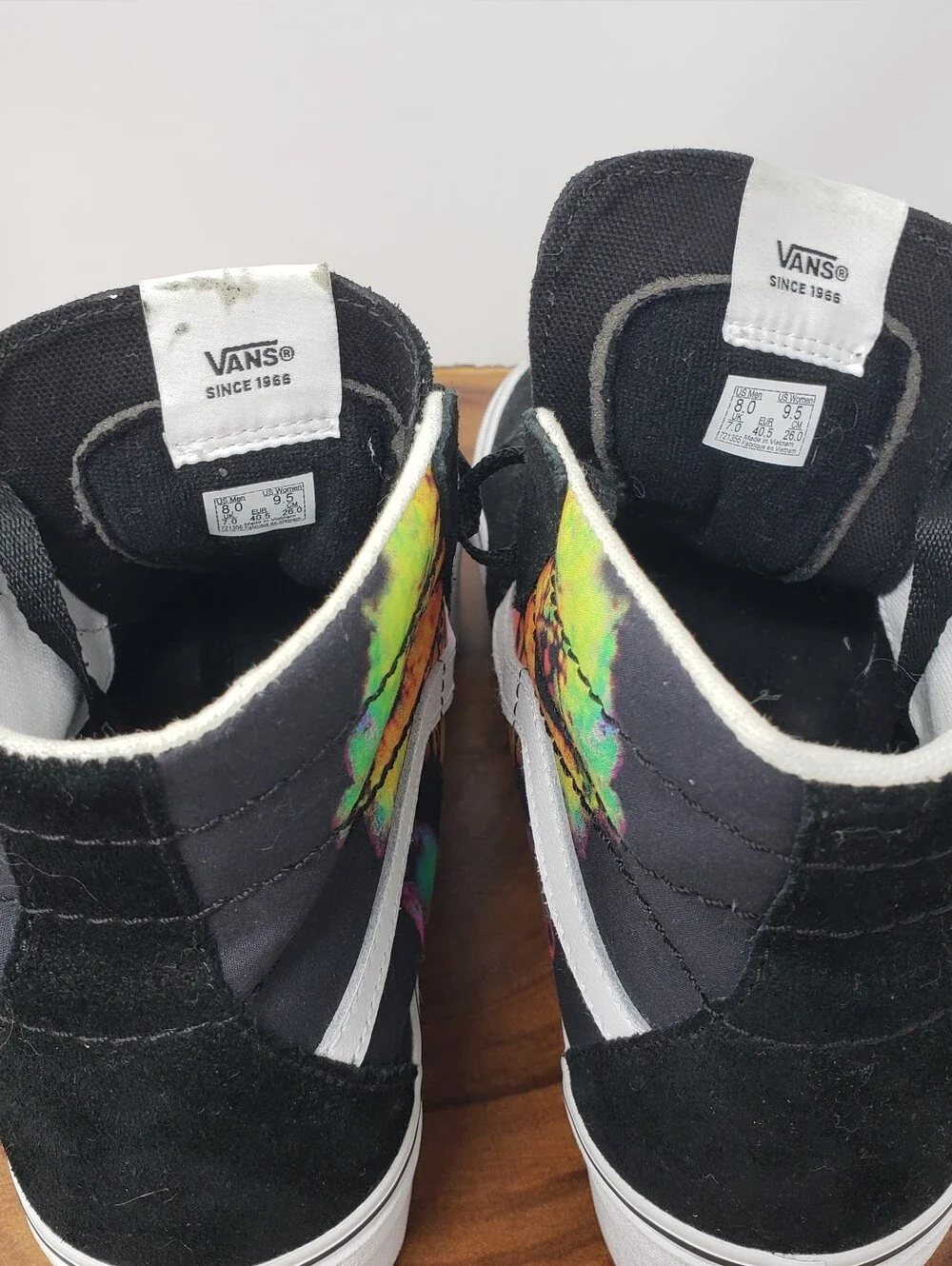 Vans Black High-Top Sneakers with Multicolor Tie-Dye Panels